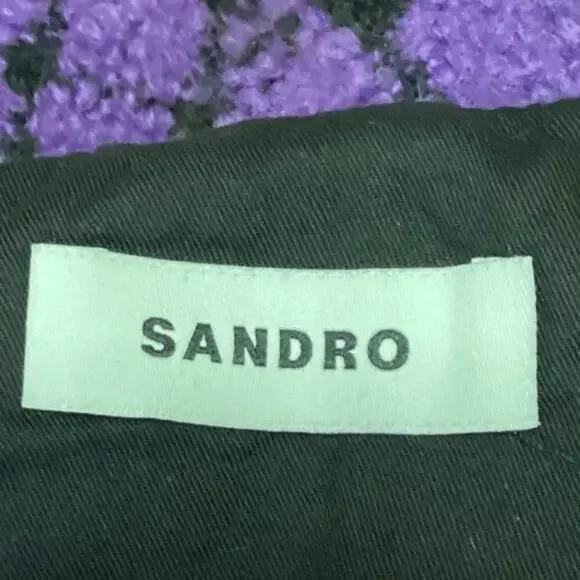 Sandro Clarinette Purple Checkered Plaid Tweed Straight Pencil Mini Skirt Sz 36 - Picture 7 of 8